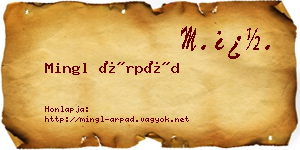 Mingl Árpád névjegykártya